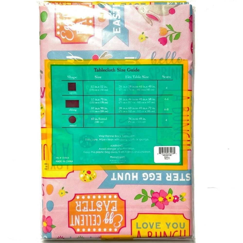 New Easter Egg Vinyl Tablecloth 60” Round Seats 4